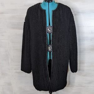 Michael Kors Chunky Black Open Cardigan Quilted Jacket Size L